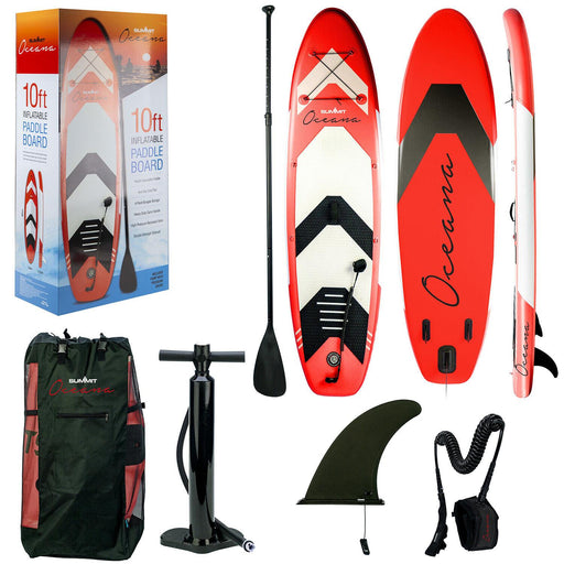 Oceana 10FT Inflatable Stand Up Paddle Board Kit Surfboard Non-Slip Deck Red Summit  - Dynamic Drive