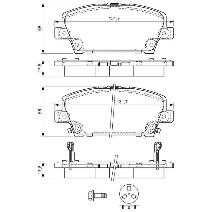 Genuine Bosch Brake Pad Set Bp1047 fits Honda Civic iVtec - 1.8 - 05-11 09864941