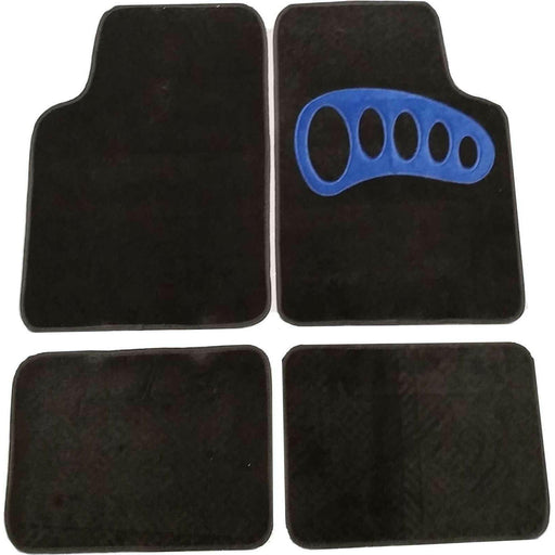 Car Black Carpet Floor Mats Blue Heel Pad Universal Fit Town Parts  - Dynamic Drive