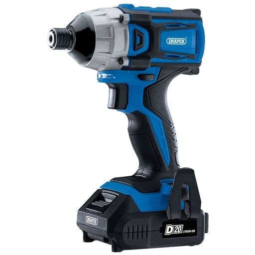 Draper D20 20V Brushless Impact Driver, 1/4" Hex, 180Nm, 2 x 2.0Ah Batteries, 1 Draper  - Dynamic Drive