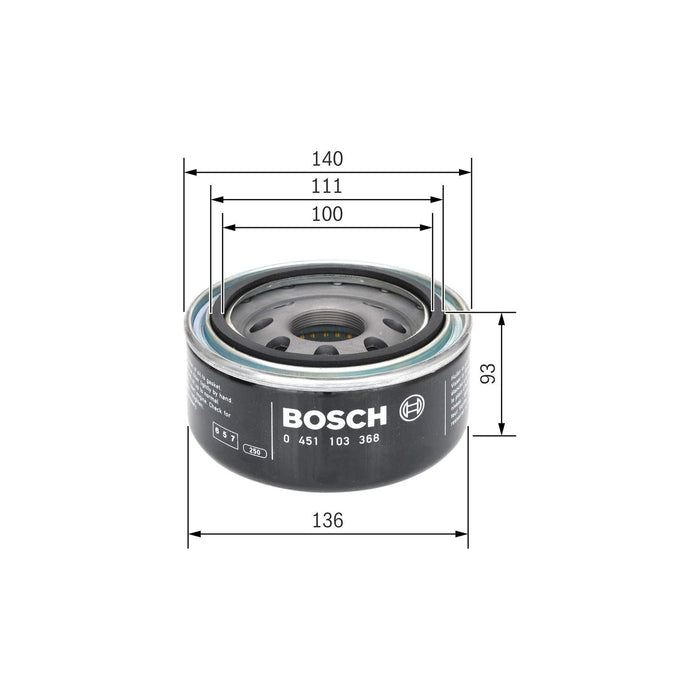 Genuine Bosch Car Oil Filter P3368 fits VW LT 46 TDi - 2.8 - 02-06 0451103368