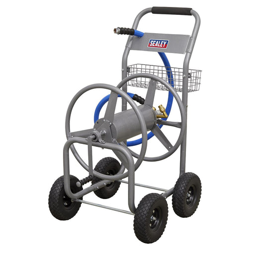 Heavy-Duty Hose Reel Cart with 30m Heavy-Duty Ø19mm Hot & Cold Rubber Water Hose Sealey  - Dynamic Drive