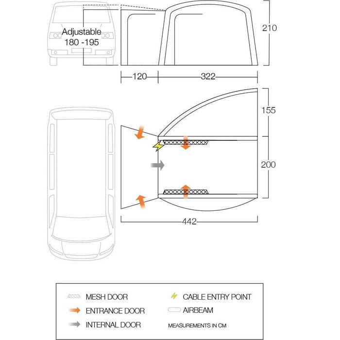 Vango Magra Air VW Drive Away Awning (180 - 210cm) Campervan Vango  - Dynamic Drive