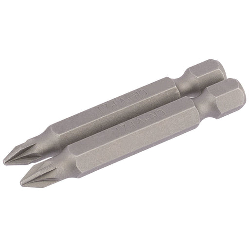 Draper PZ Type Insert Bit, 1/4" Hex, 50mm Long, No.1 (Pack of 2) 64227 Draper  - Dynamic Drive