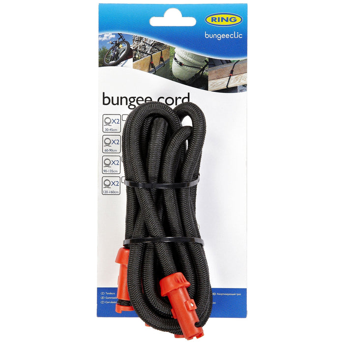 Ring RLS90 BungeeClic Cord Twin Pack, 90-135 cm, Black/Red, Set of 2