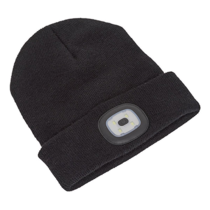 Sealey Beanie Hat 4 SMD LED USB Rechargeable LED185 Sealey  - Dynamic Drive