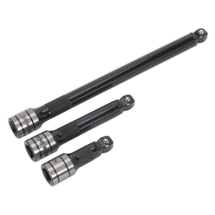 Sealey Wobble/Rigid Extension Bar Set 3pc 1/2"Sq Drive Black Series AK7692