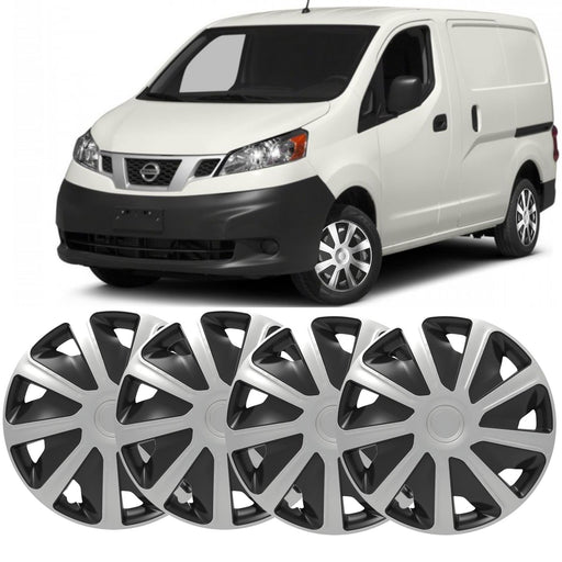 15" Trims Van Hubcaps Set of 4 Black & Silver fits Nissan NV200 NV400 Fit UKB4C  - Dynamic Drive