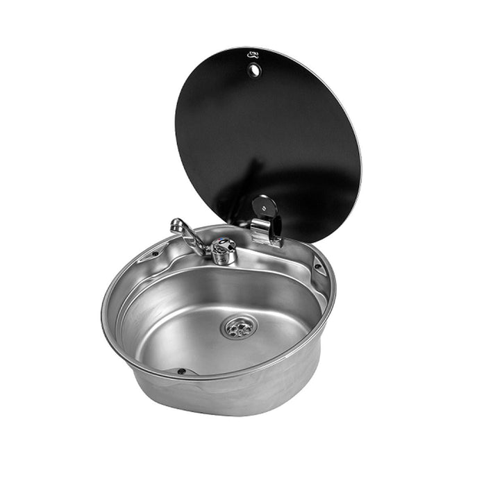 CAN Round Sink with Glass Lid 407mm Dia. (Waste and Tap Not Included) CAN  - Dynamic Drive