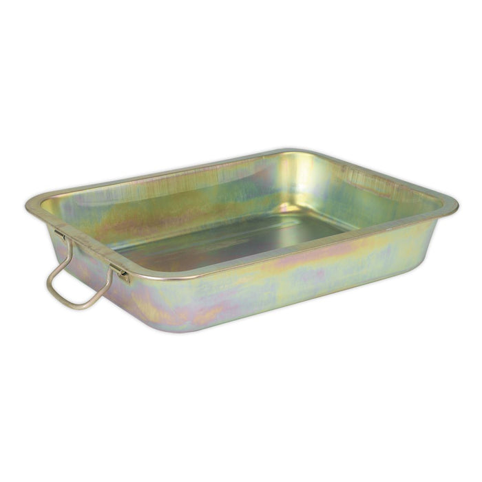 Sealey 12 Litre Metal Oil Drain Pan Drip Tray Vehicle Fluid Transfer DRPM2 Sealey  - Dynamic Drive