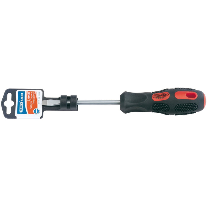 Draper Plain Slot Flared Tip Screwdriver, 6 x 100mm 40008 Draper  - Dynamic Drive