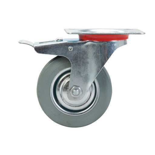 Fixman Braked Swivel Rubber Castor 100mm 70kg Fixman  - Dynamic Drive