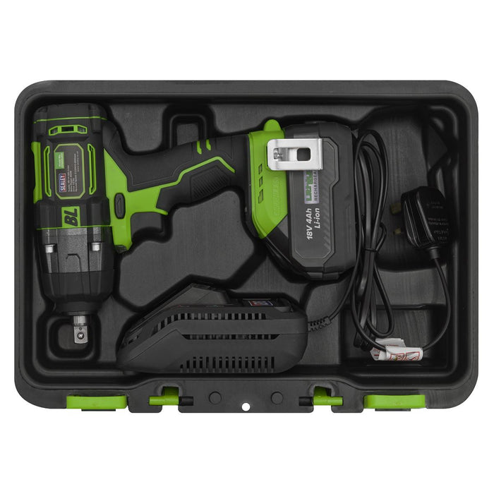 Sealey 1/2"Sq Drive Hi-Vis Cordless Brushless Impact Wrench 18V 4Ah CP650LIHV Sealey  - Dynamic Drive