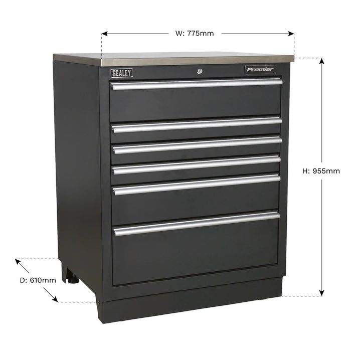 Sealey Modular Floor Cabinet 6 Drawer 775mm Heavy-Duty APMS03