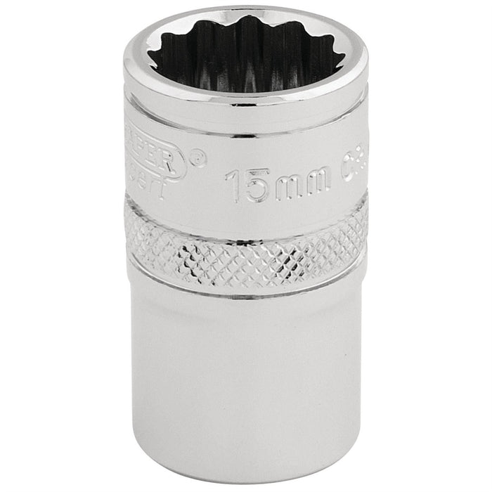 Draper HI-TORQ 12 Point Socket, 1/2" Sq. Dr., 15mm 33136