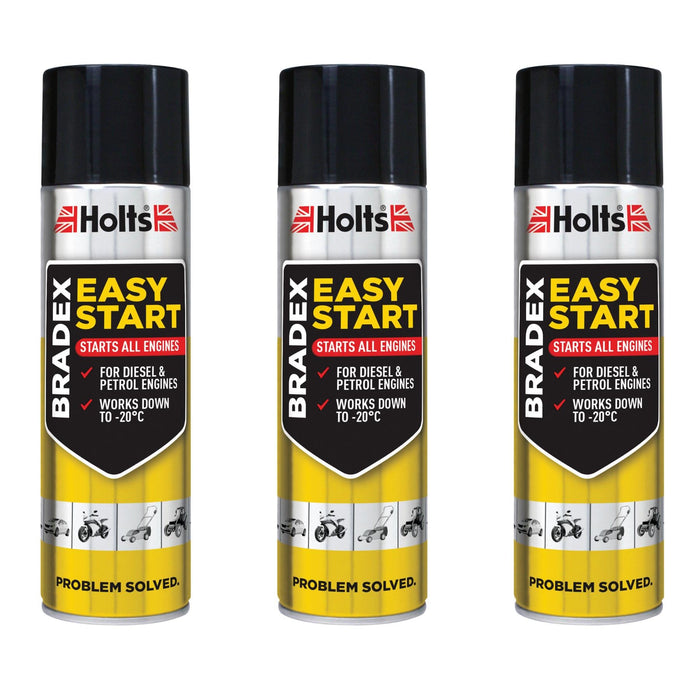 3 x Holts Bradex Easy Start Petrol Diesel Car Van Truck Starting Engine Spray Aid