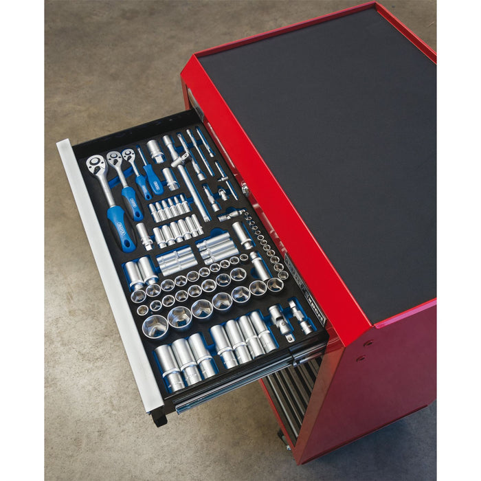 Draper Socket Set in Full Drawer EVA Insert Tray, 1/4", 3/8", and 1/2" (84 Piece Draper  - Dynamic Drive