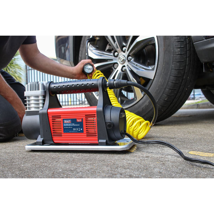 Sealey Tyre Inflator/Mini Air Compressor 12V Heavy-Duty MAC07 Sealey  - Dynamic Drive