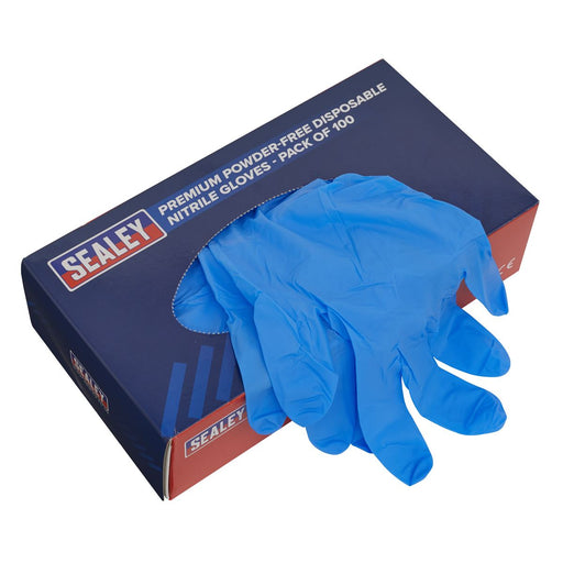 Sealey Premium Powder-Free Disposable Nitrile Gloves Large Pack of 100 SSP55L Sealey  - Dynamic Drive