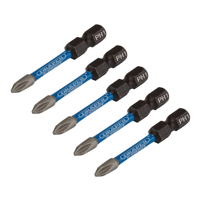 Draper Expert Cross Slot/PH Type Impact Screwdriver Bits, No.1 x 50mm, 1/4" Hex Draper  - Dynamic Drive