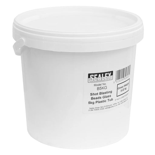 Sealey Shot Blasting Beads Glass 5kg Plastic Tub B5KG Sealey  - Dynamic Drive