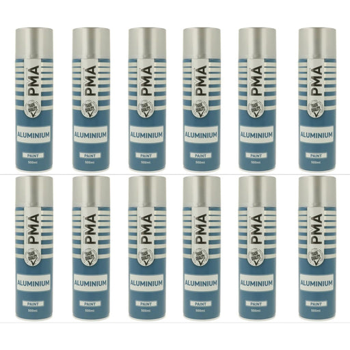 12x PMA Professional Aluminium 500ml Spray Paint High Coverage PMA  - Dynamic Drive