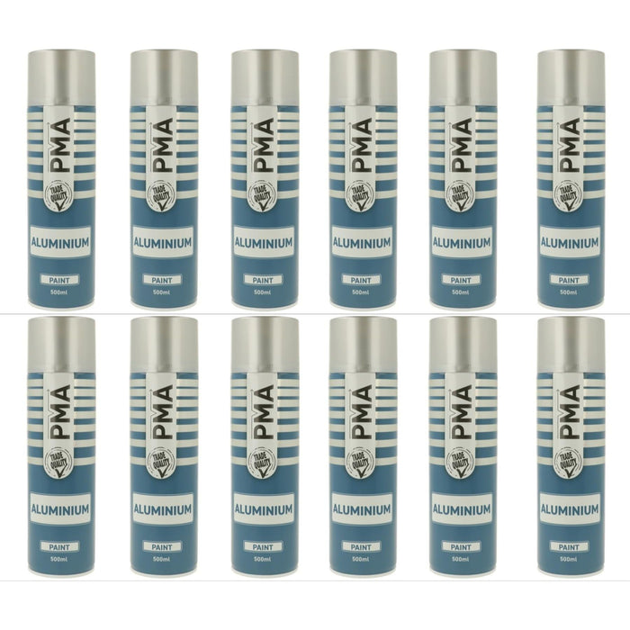 12x PMA Professional Aluminium 500ml Spray Paint High Coverage PMA  - Dynamic Drive