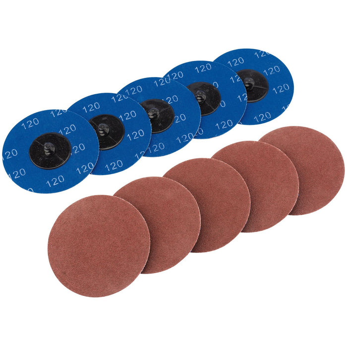 Draper Aluminium Oxide Sanding Discs, 75mm, 120 Grit (Pack of 10) 75617 Draper  - Dynamic Drive