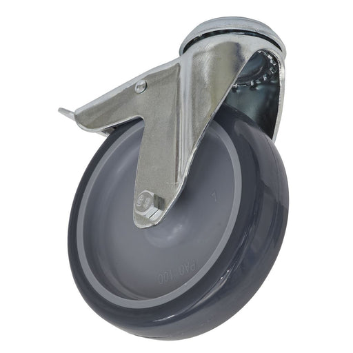 Sealey Castor Wheel Bolt Hole Swivel with Total Lock100mm SCW2100SBL Sealey  - Dynamic Drive