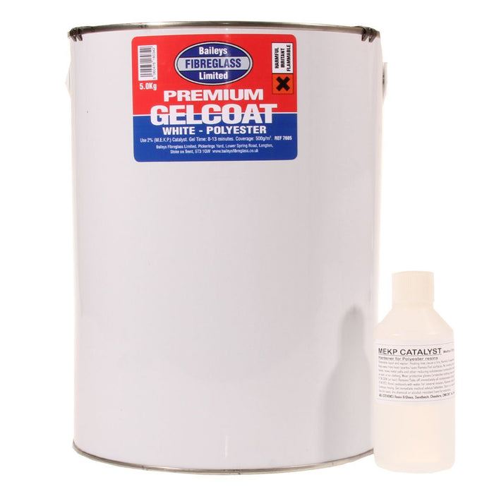 Baileys Fibreglass Gelcoat Brilliant White 5kg for Heavy Duty Applications