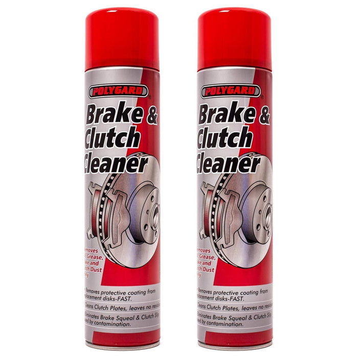 2 x Polygard Brake Disc Clutch Cleaner Removes Oil Grease Dirt Degreaser Spray 600ml