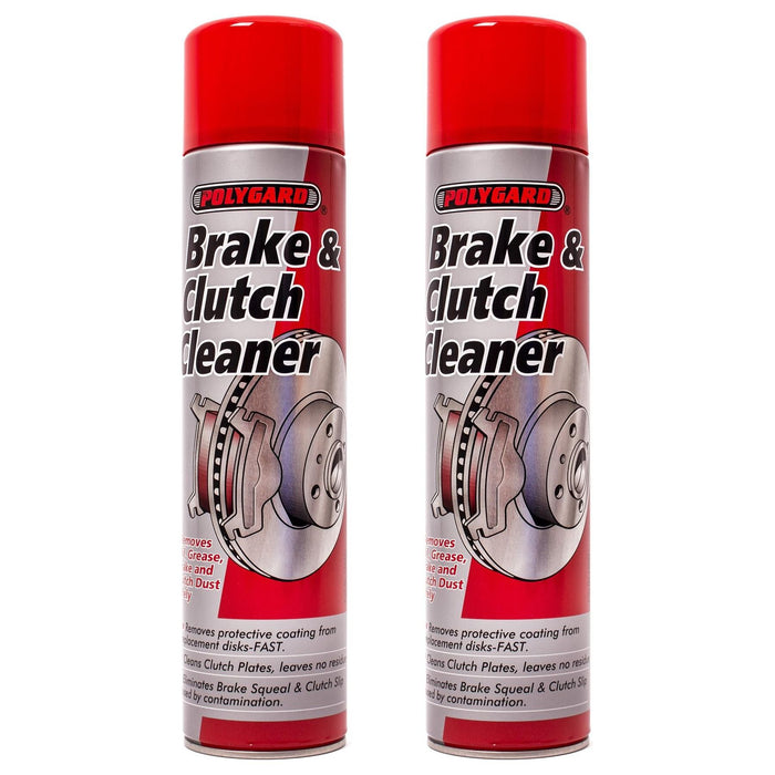 2 x Polygard Brake & Clutch Cleaner Removes Oil Grease Dirt Degreaser Spray