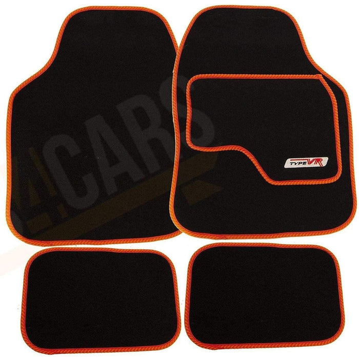 Saxon  VR Orange Embroidered Edging Car Mat Set (Front & Rear) Universal Sakura  - Dynamic Drive