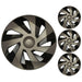 Set of 4 Vector Graphite & Black Alloy Look Wheel Trims Hub Caps 15" Protection Versaco  - Dynamic Drive