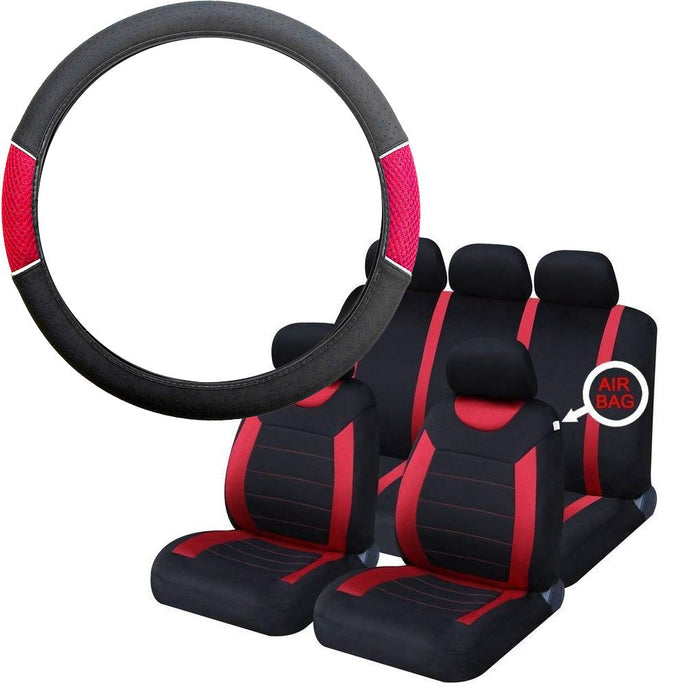 Red & Black Steering Wheel & Seat Cover set for Mini Cooper S All Years UKB4C  - Dynamic Drive