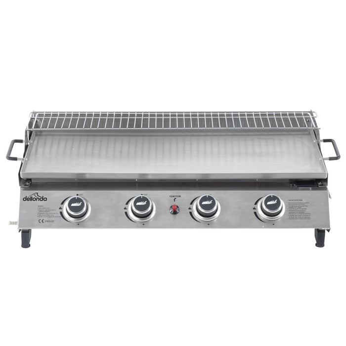 Dellonda 4 Burner Stainless Steel Portable Gas Plancha with Warming Rack 10kW Dellonda  - Dynamic Drive