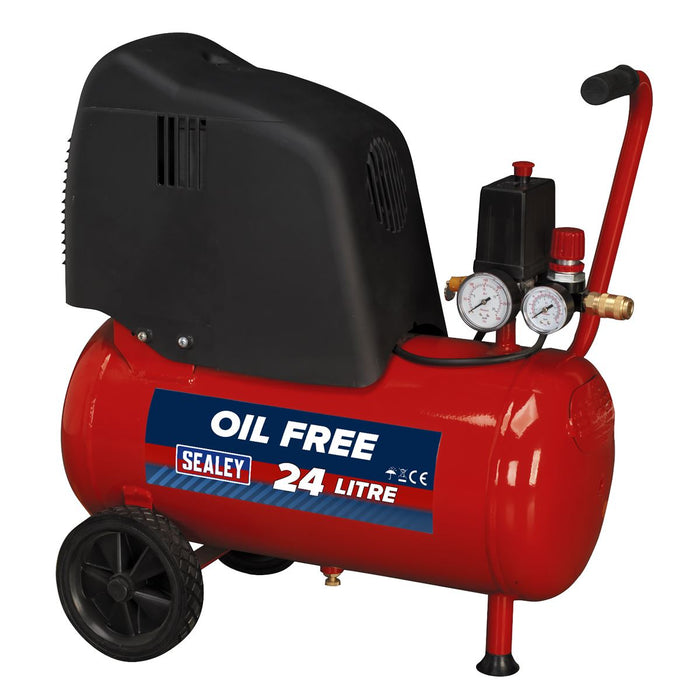 Sealey Air Compressor 24L Belt Drive 1.5hp Oil Free SAC02415 Sealey  - Dynamic Drive