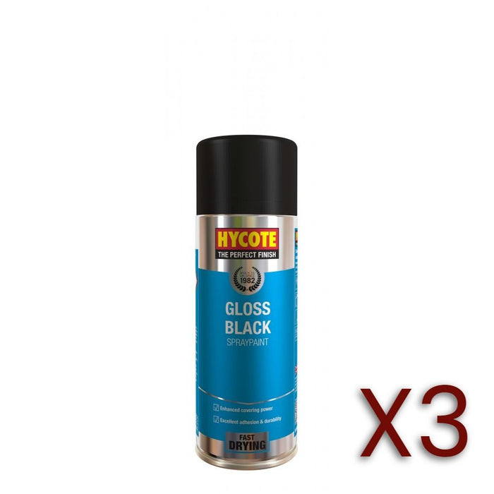 3x Hycote XUK0272 Gloss Black 400ml C/O