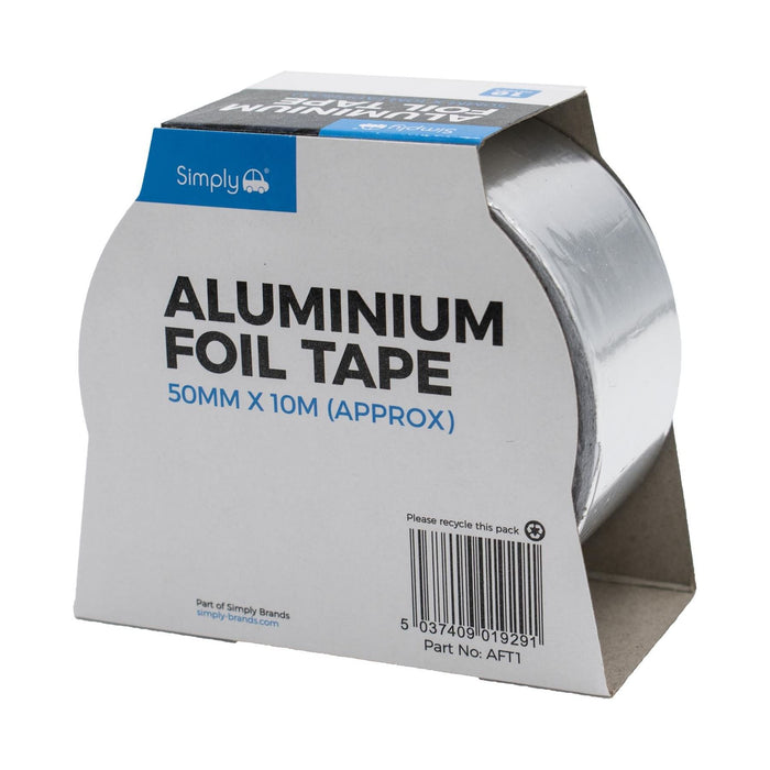 ALUMINIUM FOIL TAPE Adhesive Silver Repair All Metal Surfaces 50MM X 10M Duct Simply  - Dynamic Drive