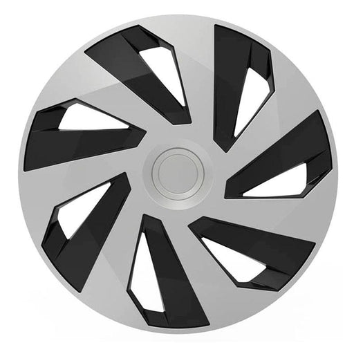 Set of 4 Vector Silver & Black Alloy Look Wheel Trims Hub Caps 14" Protection Versaco  - Dynamic Drive