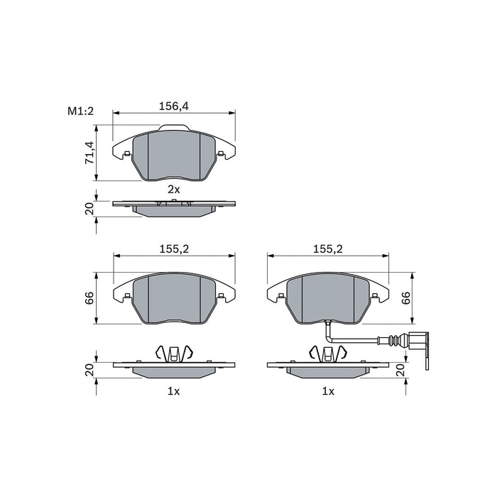 Genuine Bosch Brake Pad Set Bp938 fits VW Polo - 1.4 - 09-14 0986424797