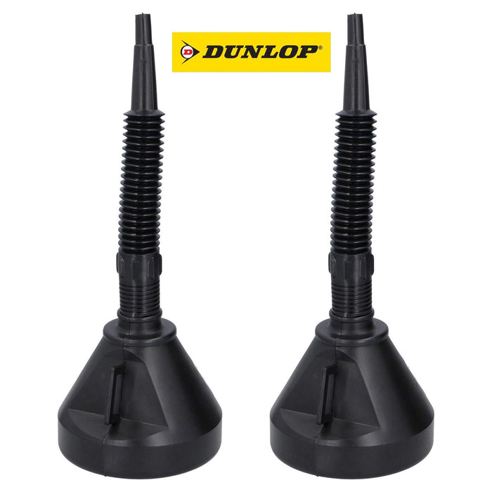 2x Large Flexible Spout Car Funnel Petrol Diesel Screen Wash Oil Fuel Extendable Dunlop  - Dynamic Drive