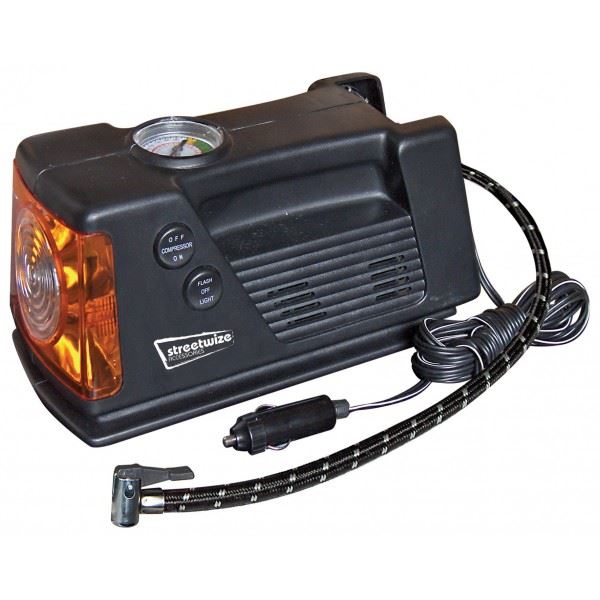 Streetwize Tyre Inflator - 12V - Compressor With Gauge & Light - 0-260 PSI