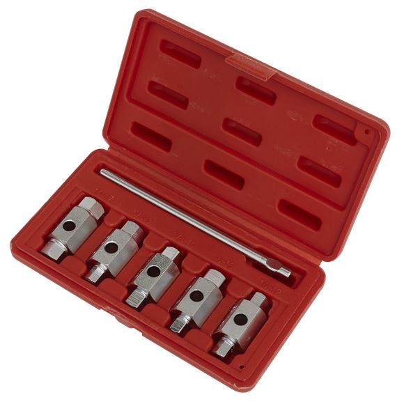 Sealey 6pc Double End Drain Key Tool Set Engine Gearbox Sump Plug in Case Sealey  - Dynamic Drive