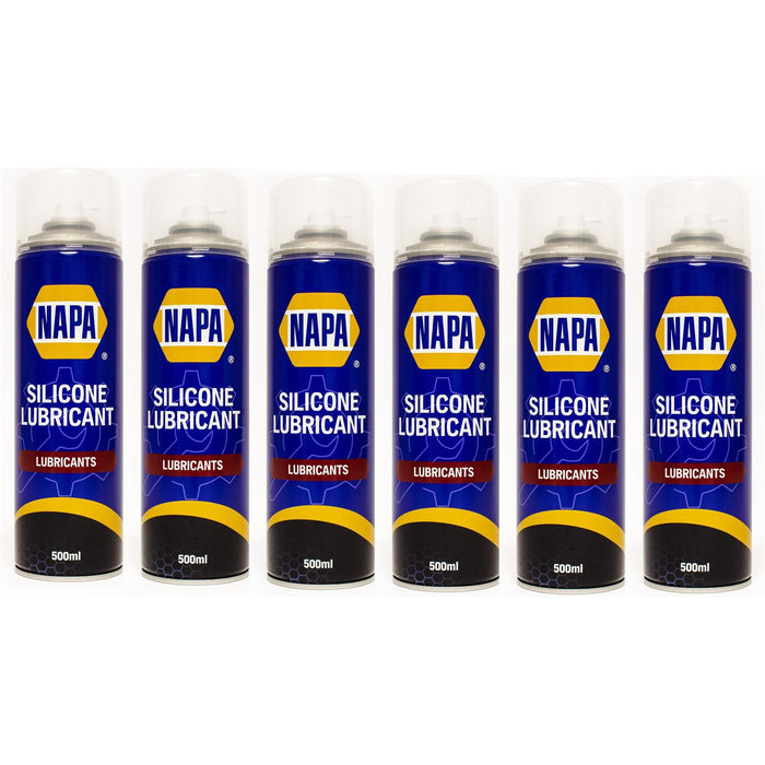 6x NAPA Silicone Lubricant Aerosol Spray Grease Can Water Resistant 500ml Napa  - Dynamic Drive