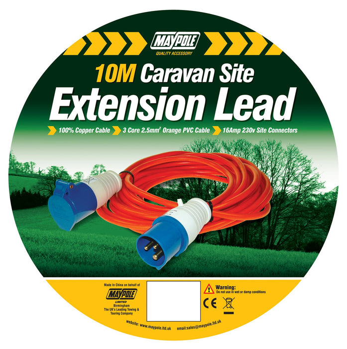 230V 10M High Specification Caravan Site Extension Lead - Ncc Approved UKB4C  - Dynamic Drive