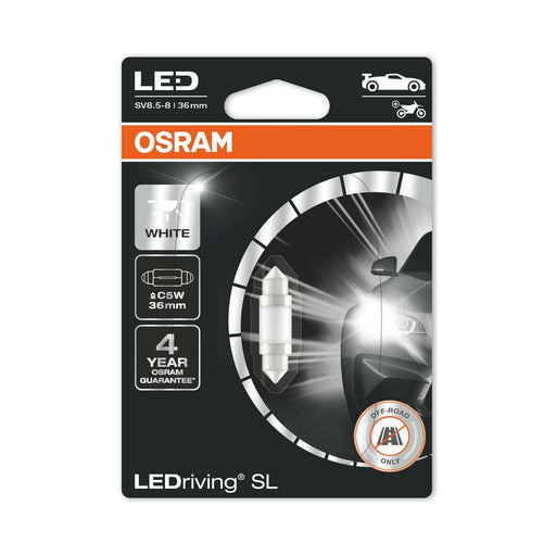 6418DWP-01B Osram LED C5W 36mm Festoon Interior Bulb Cool White 0.6W 12v SV8.5-8 Osram  - Dynamic Drive