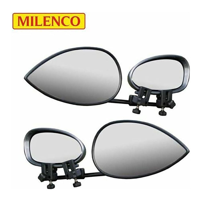 2 x Milenco Aero 4 Towing Mirrors (Convex Glass) - FREE Storage/Carry Bag