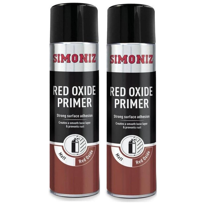 2x Simoniz Red Oxide Primer Acrylic Aerosol Auto Car Spray Paint 500ml SIMP13D Simoniz  - Dynamic Drive