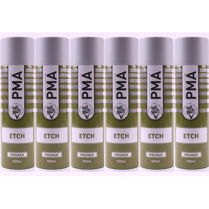 6x Autotek Professional Acid Etch Primer Aerosol 500ml For Galvanised Aluminium